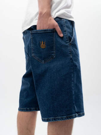 Jigga Crown Pocket Jeans Short Dark Blue Gold